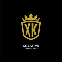 anfänglicher xk-logo-schild-kronenstil, luxuriöses elegantes monogramm-logo-design vektor
