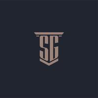 sg-anfangsmonogrammlogo mit säulenstildesign vektor