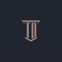 tq initial monogram logotyp med pelare stil design vektor