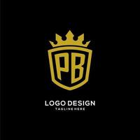 anfänglicher pb-logo-schild-kronenstil, luxuriöses elegantes monogramm-logo-design vektor