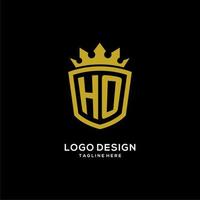anfänglicher Ho-Logo-Schild-Kronenstil, luxuriöses, elegantes Monogramm-Logo-Design vektor