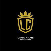 anfänglicher lc-logo-schild-kronenstil, luxuriöses elegantes monogramm-logo-design vektor