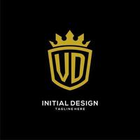 anfänglicher VD-Logo-Schild-Kronenstil, luxuriöses, elegantes Monogramm-Logo-Design vektor