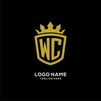 anfänglicher WC-Logo-Schild-Kronenstil, luxuriöses, elegantes Monogramm-Logo-Design vektor