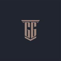 gg initial monogram logotyp med pelare stil design vektor