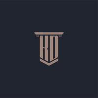 kd Anfangsmonogramm-Logo mit Säulendesign vektor