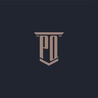 pq anfängliches Monogramm-Logo mit Design im Säulenstil vektor
