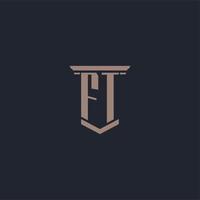 ft Anfangsmonogramm-Logo mit Säulendesign vektor