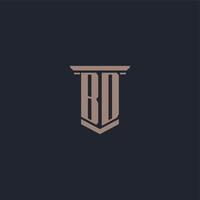 bd initial monogram logotyp med pelare stil design vektor