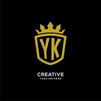 anfänglicher yk-logo-schild-kronenstil, luxuriöses elegantes monogramm-logo-design vektor