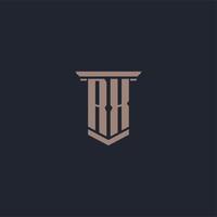 rx-Anfangsmonogramm-Logo mit Säulendesign vektor