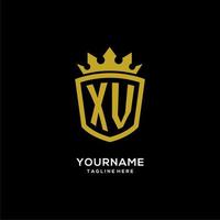 initial xv logotyp sköld krona stil, lyxig elegant monogram logotyp design vektor