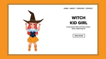 Hexenkindmädchen feiern Halloween-Feiertagsvektor vektor