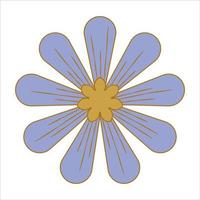Boho groovige Blume isoliert auf weißem Hintergrund. gänseblümchen retro blume für pastell hippie design. Vektor-Illustration vektor