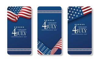 mobiltelefon amerikanska flaggan illustration för Amerika USA:s nationaldag 4 juli med blå bakgrund vektor