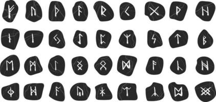 Wachs-Kreide-Rune. satz von doodle schwarzem texturstein. mystische, esoterische, okkulte, magische Glyphen. für Spielschnittstelle. vektor