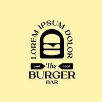 hamburgare eller hamburgare vektor logotyp, snabbmat, restaurang eller bar logotyp