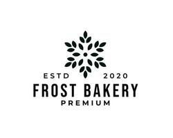 Frost-Schnee-Weizen-Bäckerei-Logo. Bäckerei-Logo, Schneeflocken-Logo vektor