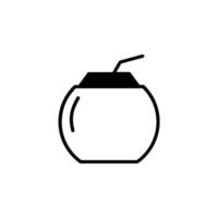 kokos dryck, juice heldragen linje ikon vektor illustration logotyp mall. lämplig för många ändamål.
