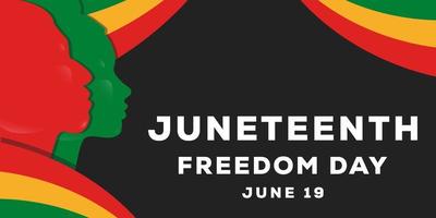 juneteenth bakgrundsillustration med två siluett afrikanska människor vektor