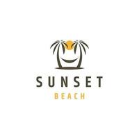 Palm Beach Sunset Logo Icon Design-Vorlage vektor