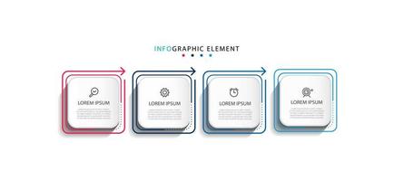 Infografik-Vektordesign-Vorlage mit Symbolen und 4 Optionen oder Schritten. kann für Prozessdiagramm, Präsentationen, Workflow-Layout, Banner, Flussdiagramm verwendet werden. Folge10 vektor