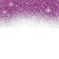 vit bakgrund med violetta glitter gnistrar eller konfetti och utrymme för text.