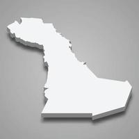 3D isometrisk karta över östra provinsen är en region i Saudiarabien vektor