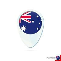 Australien-Flaggen-Lageplan-Pin-Symbol auf weißem Hintergrund. vektor