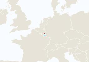 europa mit hervorgehobener luxemburg-karte.