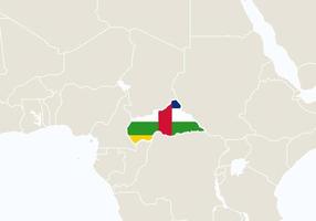 afrika med markerad karta över centralafrikanska republiken. vektor