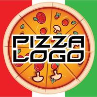 Pizza Food Logo Vektordesign aus Italien, hergestellt aus Weizen und Gemüse, geeignet für Aufkleber, Flayer, Hintergründe, Siebdruck, Lebensmittelunternehmen vektor