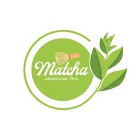 vektor illustration av grön växt matcha logotyp gjord som matcha drink eller matcha dessert, grönt te design