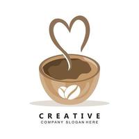 kaffeböna växt logotyp vektor för kaffe dryck design illustration