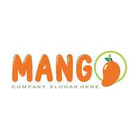 vektor illustration av mango logotyp, färsk frukt, odlad i trädgården, apelsin är söt och fräsch