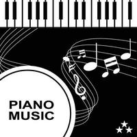pianomusikinstrument logotyp vektor, bakgrundsdesign, screentryck, klistermärken och företag vektor