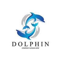 Delphin-Logo-Vektor-Icon-Design, Meerestiere Fischarten Säugetiere, lieben es zu fliegen und zu springen vektor