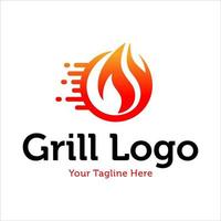 varm grill logotyp design vektor mall