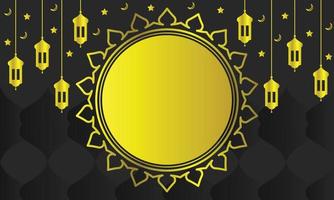 gyllene hängande lykta med dekorativa runda kopia utrymme för ramadan bakgrund cnd mall vektor