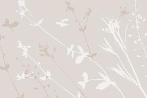 florale Silhouetten Hintergrund in Pastellfarben. verschiedene Pflanzen auf beigem Hintergrund. natürliche Gestaltung vektor