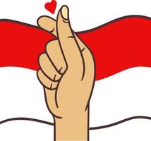 indonesische Flagge mit Handhaltung vektor