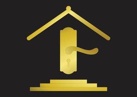 Home-Logo mit Schlüsselelementen eines einfachen Logos in Gold, das Sie für Ihr Unternehmen verwenden können vektor