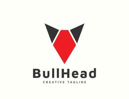 bull logotyp med rött huvud design vektor