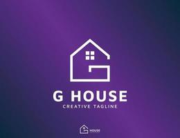 hus med bokstaven g logotyp design vektor