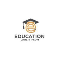 bokstaven e för utbildning logotyp design vektor