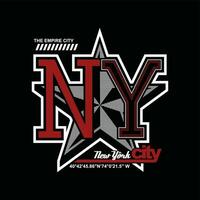 ny new york, element der männermode und moderne stadt im typografie-grafikdesign. vektorillustration. t-shirt, kleidung, bekleidung und andere verwendungen vektor