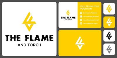 bokstaven f monogram flamma logotyp design med visitkortsmall. vektor