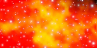 mörk orange vektor bakgrund med små och stora stjärnor.