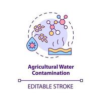jordbruksvatten förorening koncept ikon. vattenföroreningar typ abstrakt idé tunn linje illustration. användning av bekämpningsmedel. isolerade konturritning. redigerbar linje. vektor