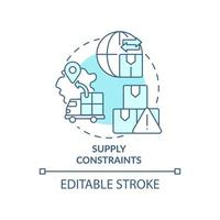 utbudsbegränsningar turkos konceptikon. lagring och leverans. makroekonomi trender abstrakt idé tunn linje illustration. isolerade konturritning. redigerbar linje. vektor